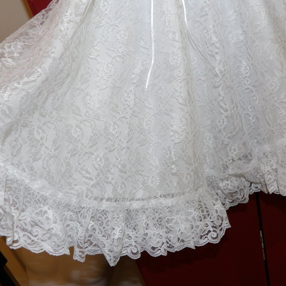 Infant Girl's White Lace Dress with Ruffle - Picture 5 of 6